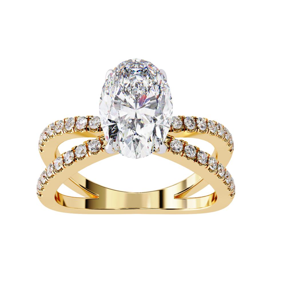 Oval Hidden Halo With Split Shank Engagement Ring