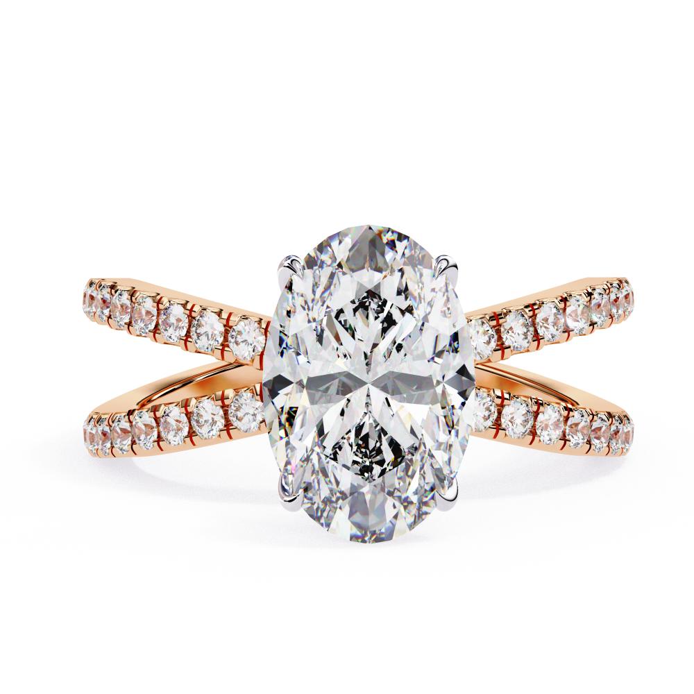 Oval Hidden Halo With Split Shank Engagement Ring