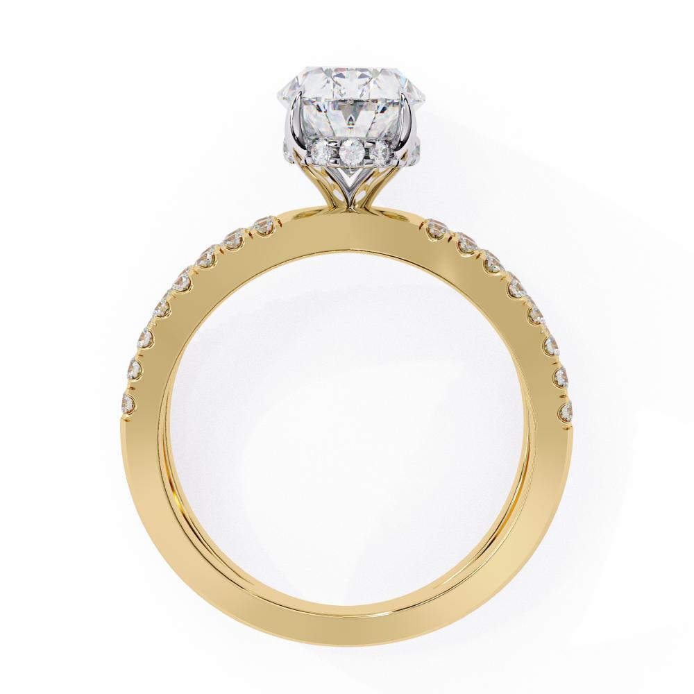 Oval Hidden Halo With Split Shank Engagement Ring