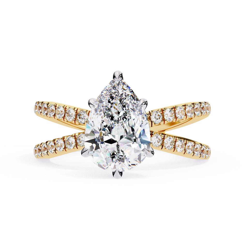 Pear Hidden Halo With Split Shank Engagement Ring