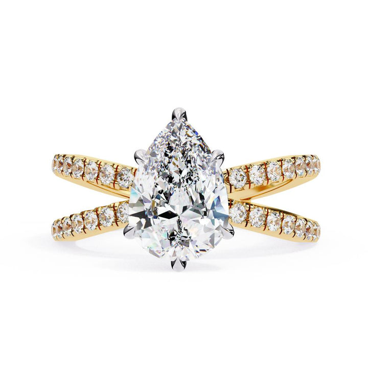 Pear Hidden Halo With Split Shank Engagement Ring