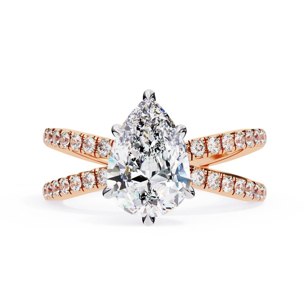 Pear Hidden Halo With Split Shank Engagement Ring