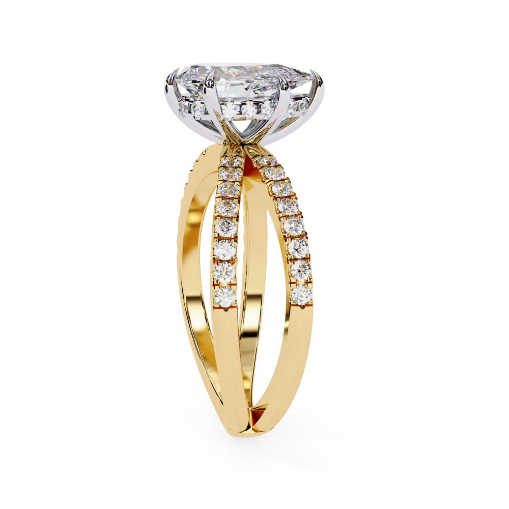 Pear Hidden Halo With Split Shank Engagement Ring