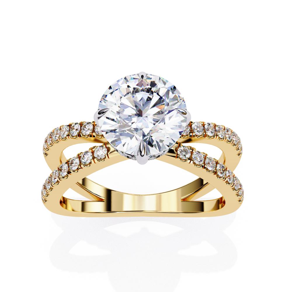 Round Hidden Halo with Split Shank Engagement Ring