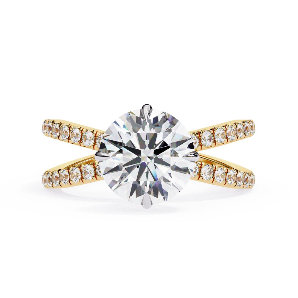 Round Hidden Halo with Split Shank Engagement Ring