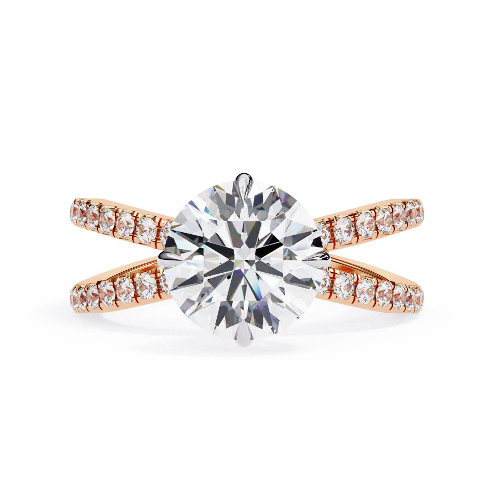 Round Hidden Halo with Split Shank Engagement Ring