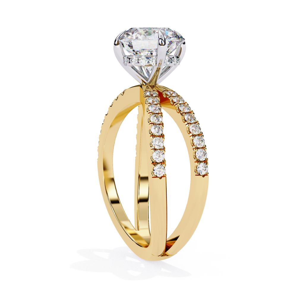 Round Hidden Halo with Split Shank Engagement Ring
