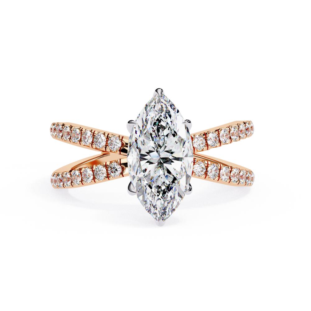 Marquise Hidden Halo With Split Shank Engagement Ring