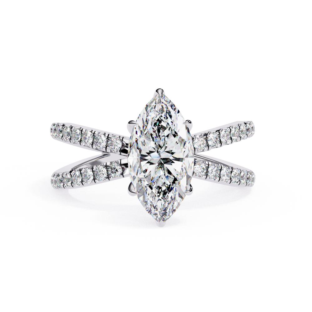 Marquise Hidden Halo With Split Shank Engagement Ring