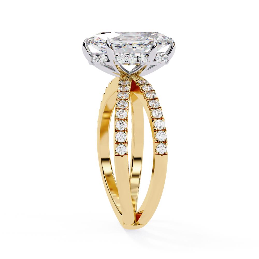 Marquise Hidden Halo With Split Shank Engagement Ring