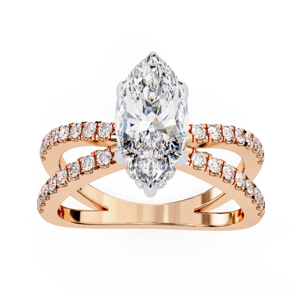 Marquise Hidden Halo With Split Shank Engagement Ring
