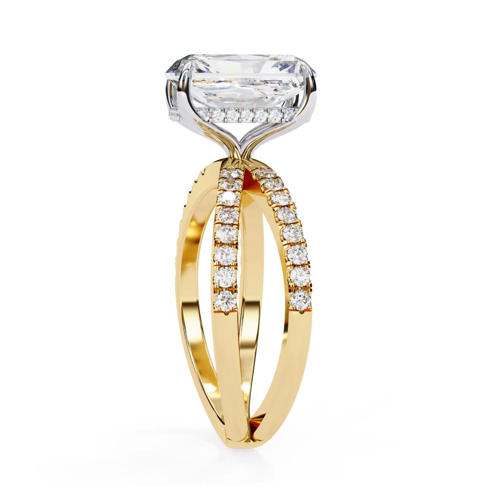 Emerald Hidden Halo With Split Shank Engagement Ring