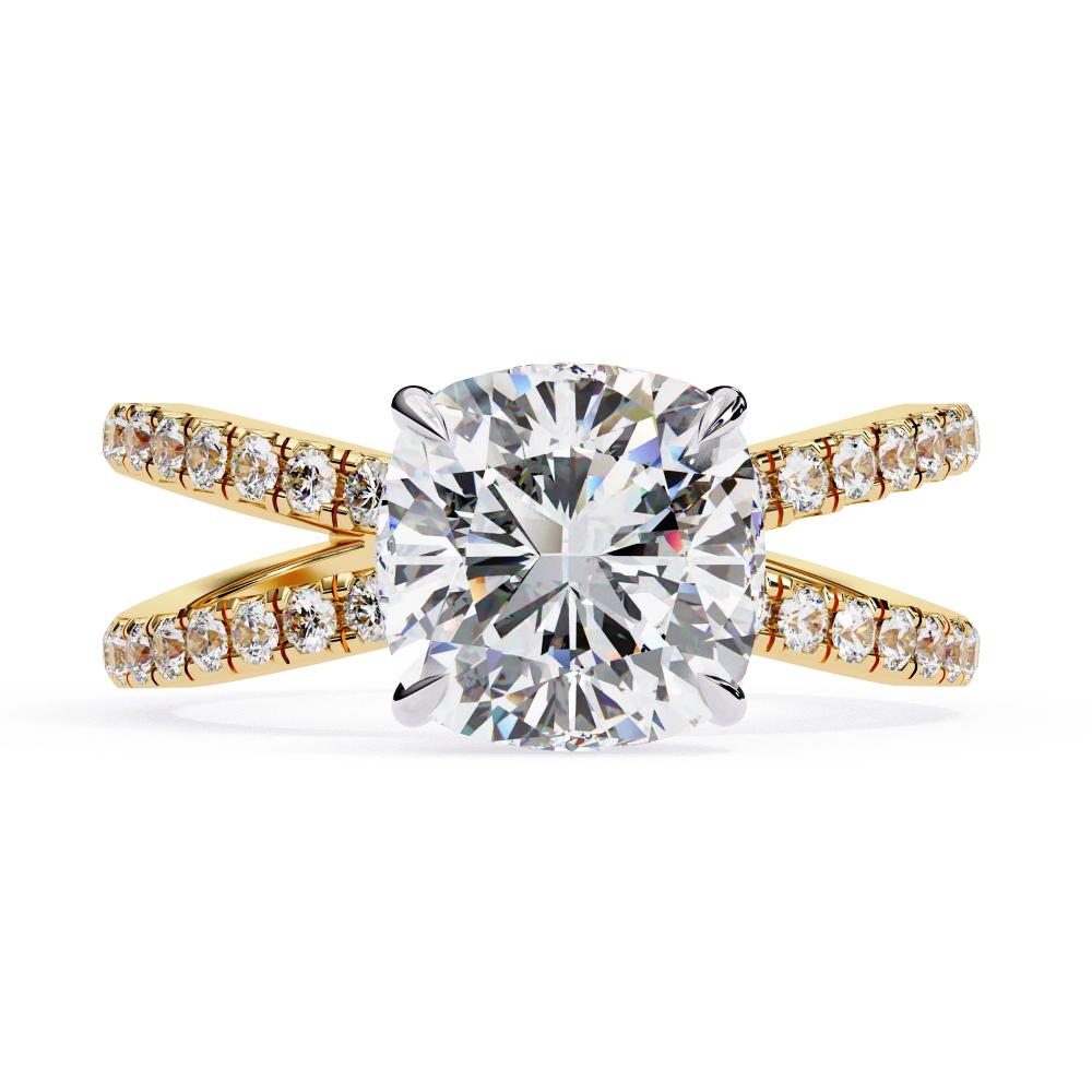 Cushion Hidden Halo with Split Shank Engagement Ring