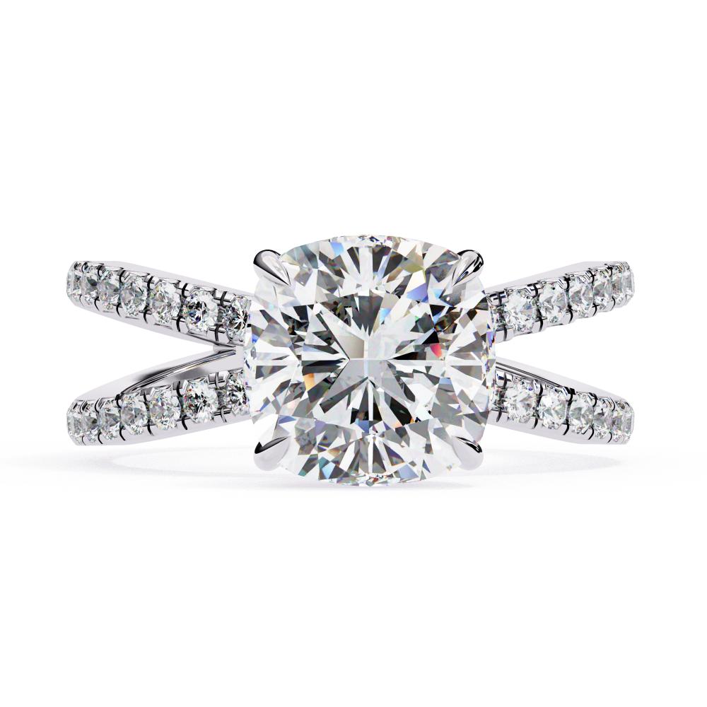 Cushion Hidden Halo with Split Shank Engagement Ring