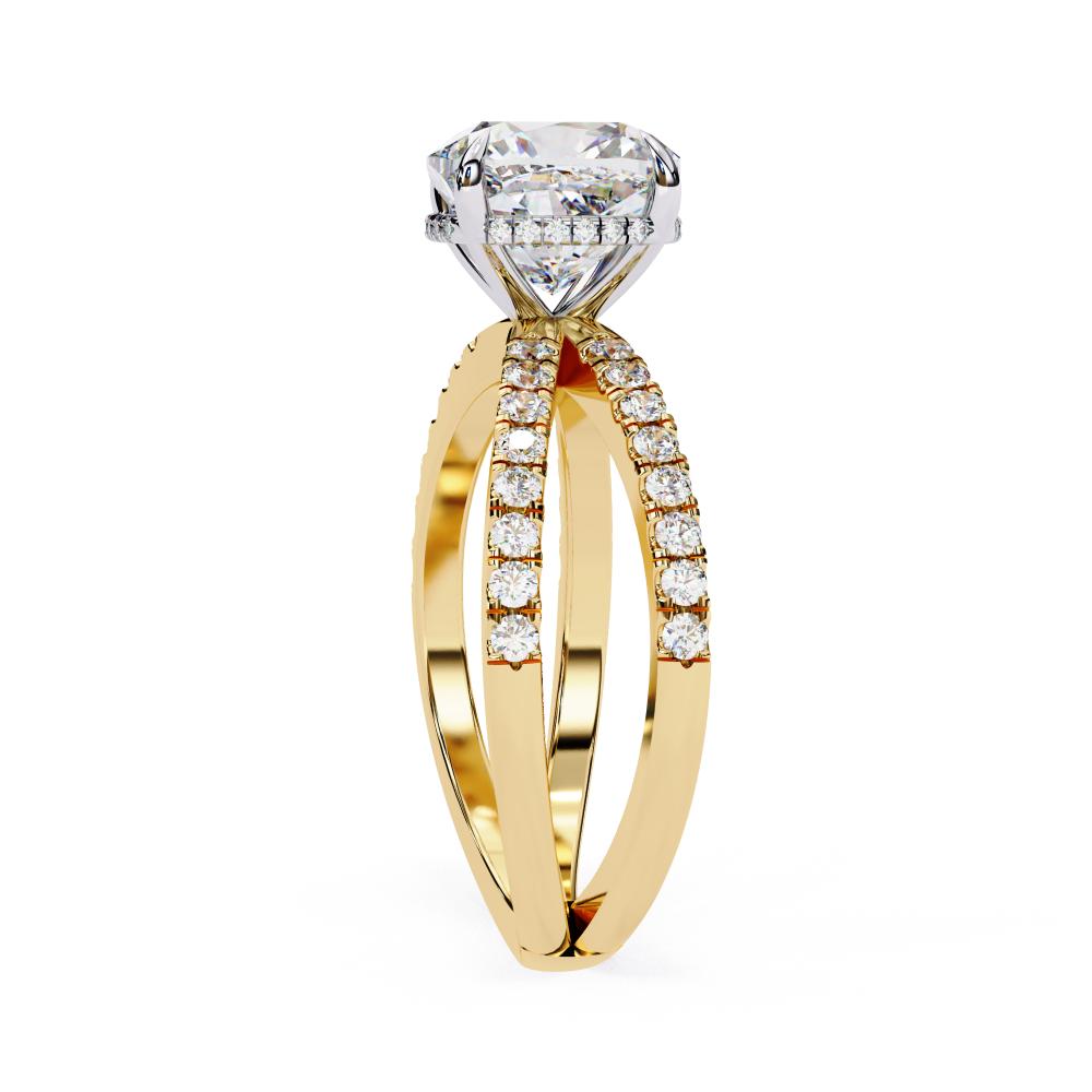 Cushion Hidden Halo with Split Shank Engagement Ring