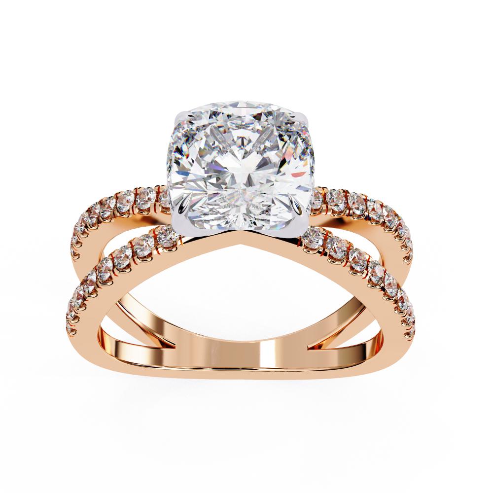 Cushion Hidden Halo with Split Shank Engagement Ring