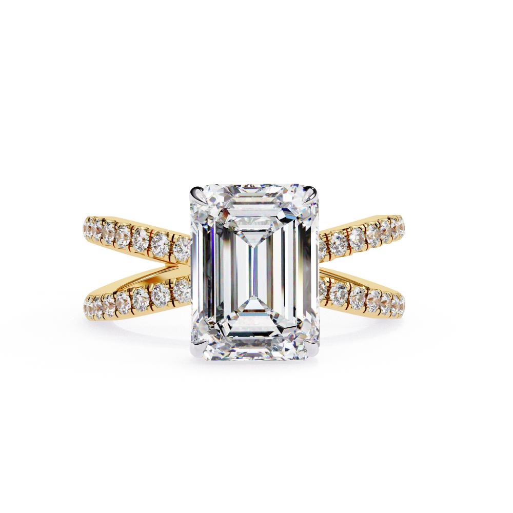 split shank emerald cut engagement ring