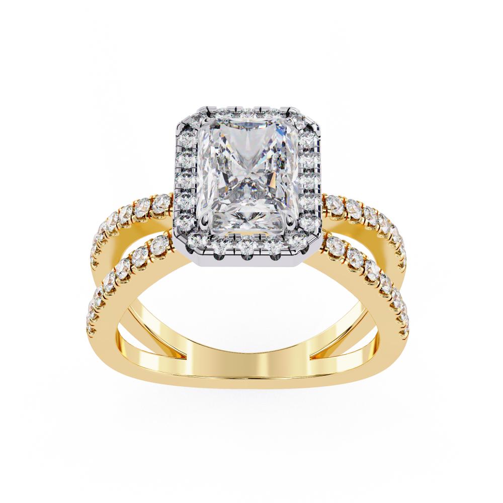 Radiant Halo With Split Shank Engagement Ring