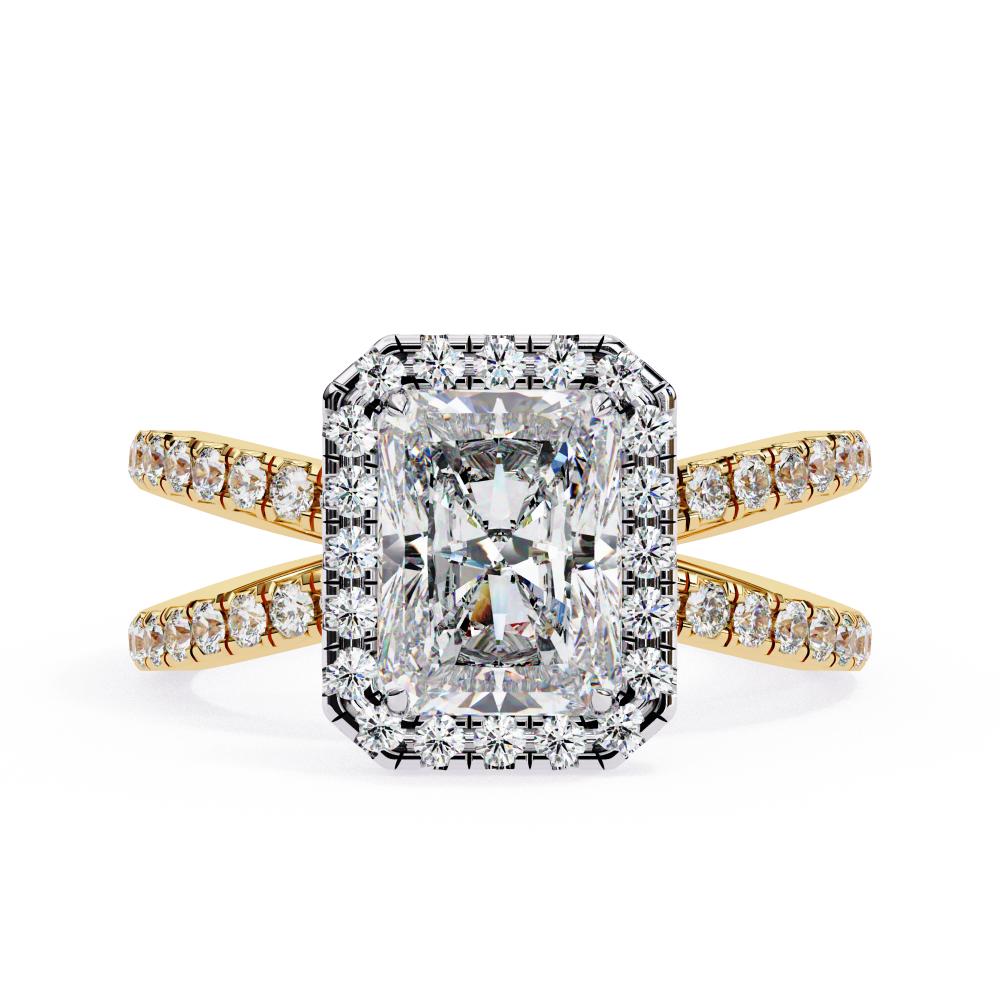 Radiant Halo With Split Shank Engagement Ring