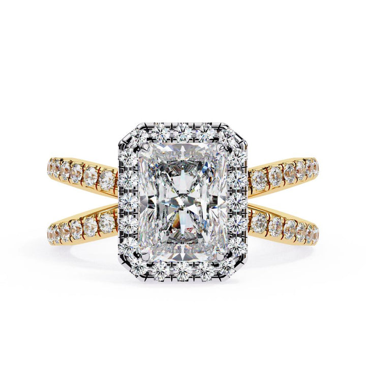Radiant Halo With Split Shank Engagement Ring