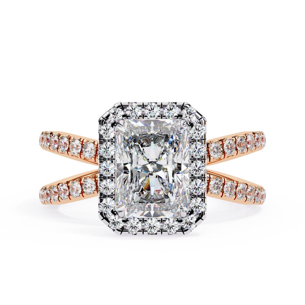 Radiant Halo With Split Shank Engagement Ring