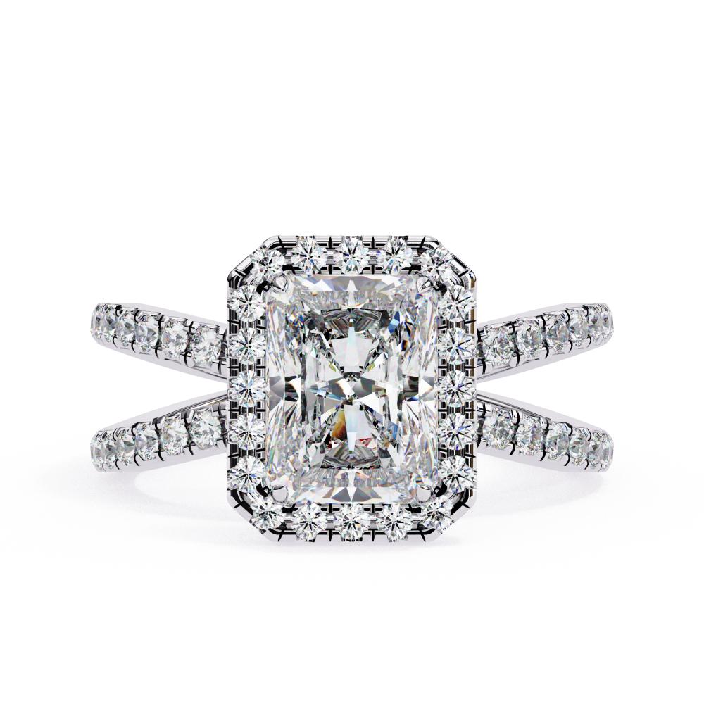 Radiant Halo With Split Shank Engagement Ring