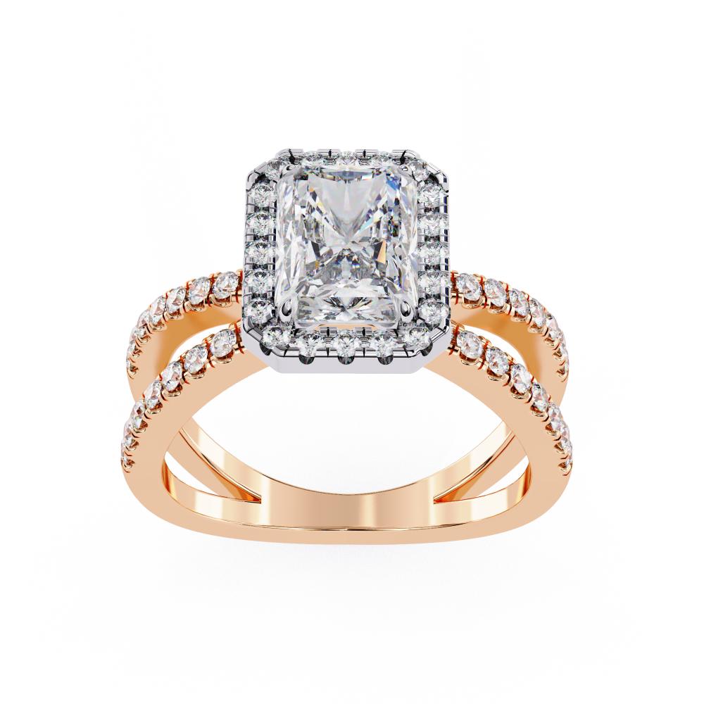 Radiant Halo With Split Shank Engagement Ring