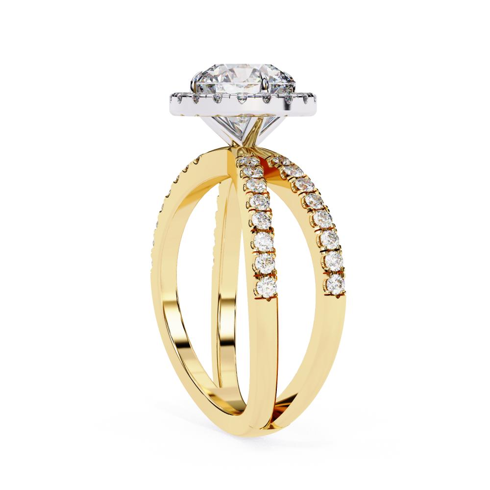 Round Halo With Split Shank Engagement Ring