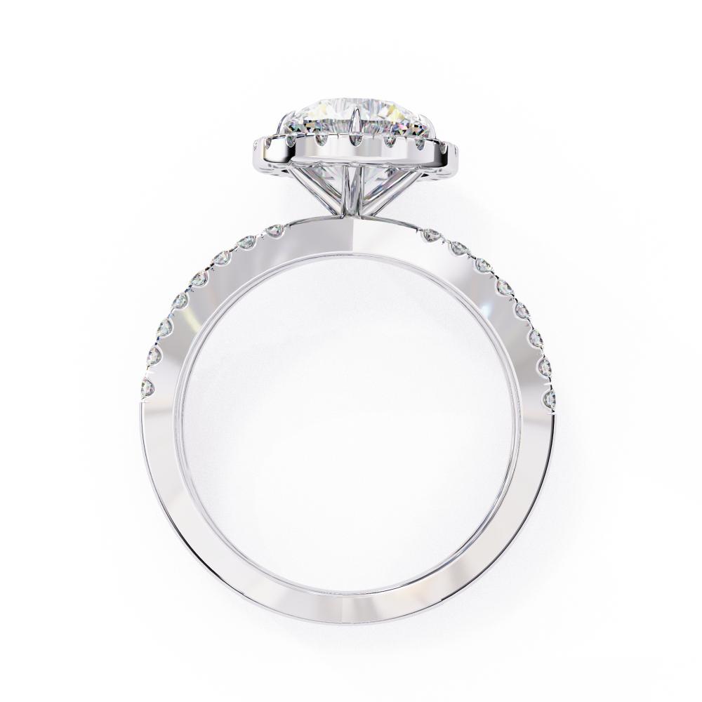 Round Halo With Split Shank Engagement Ring