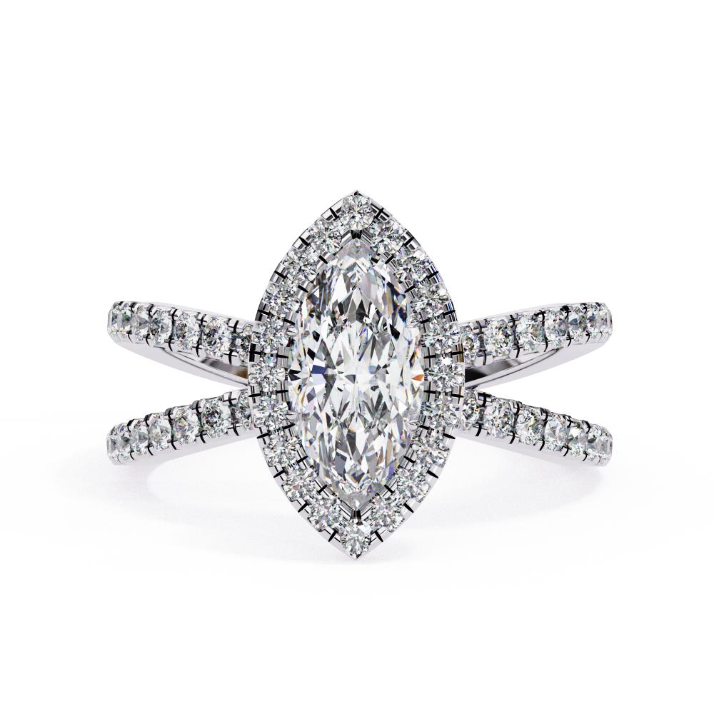Marquise Halo with Split Shank Engagement Ring
