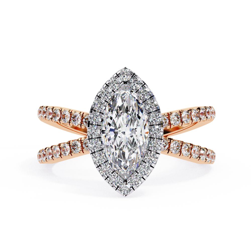 Marquise Halo with Split Shank Engagement Ring