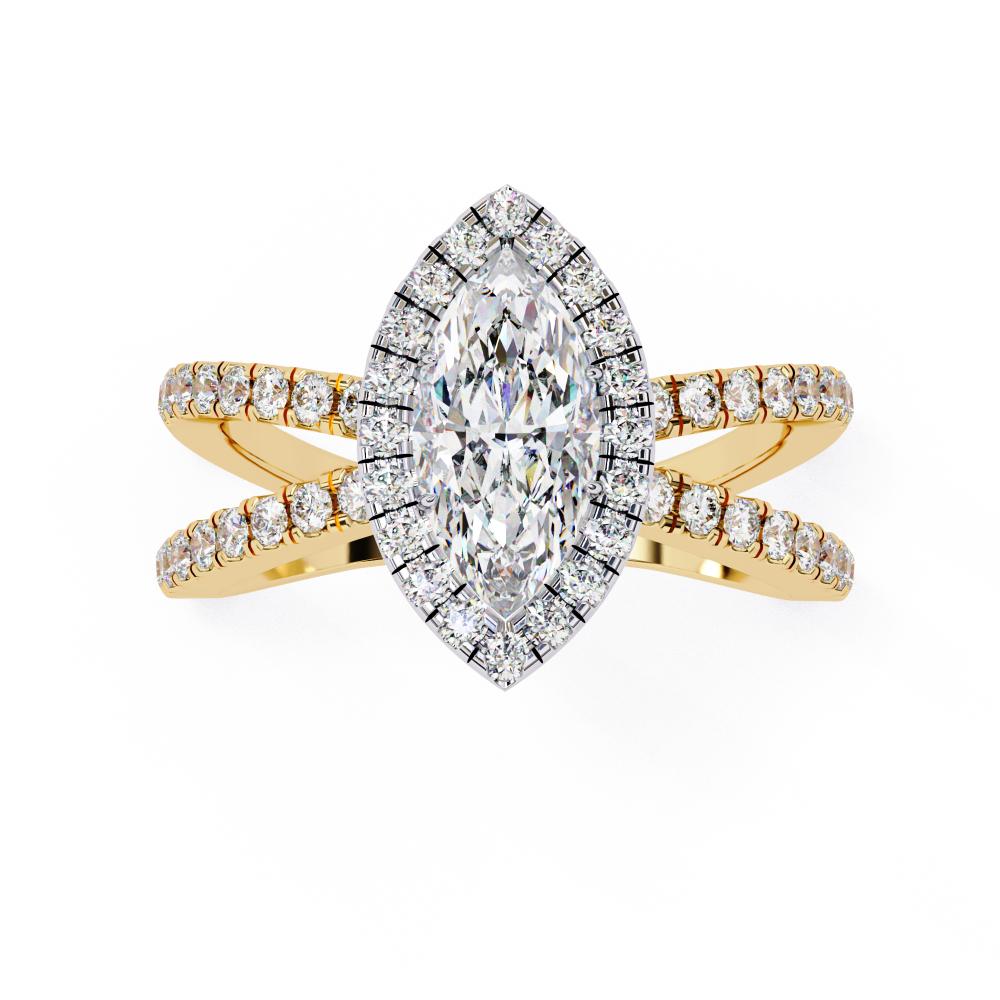 Marquise Halo with Split Shank Engagement Ring