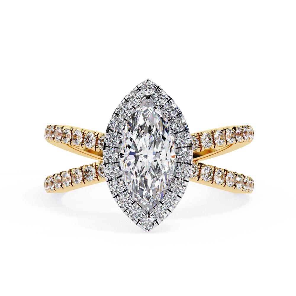 Marquise Halo with Split Shank Engagement Ring