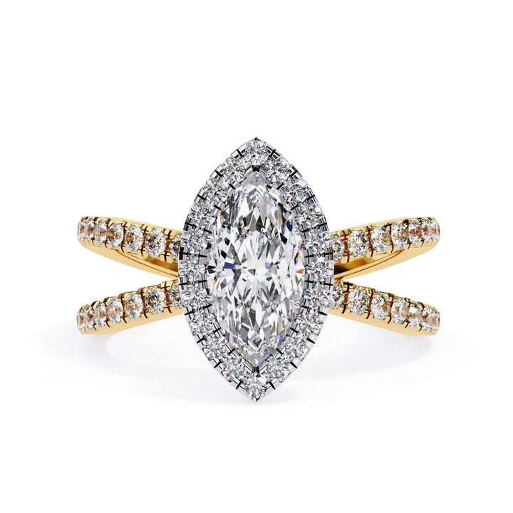 Marquise Halo with Split Shank Engagement Ring