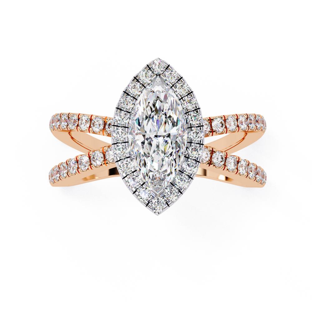Marquise Halo with Split Shank Engagement Ring