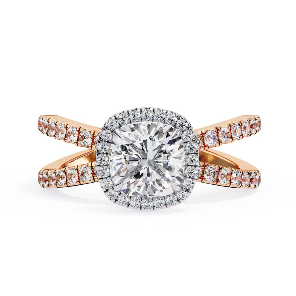 Cushion Halo with Split Shank Engagement Ring