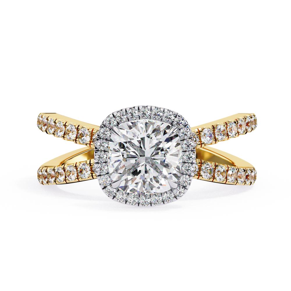 Cushion Halo Split Shank Engagement Ring