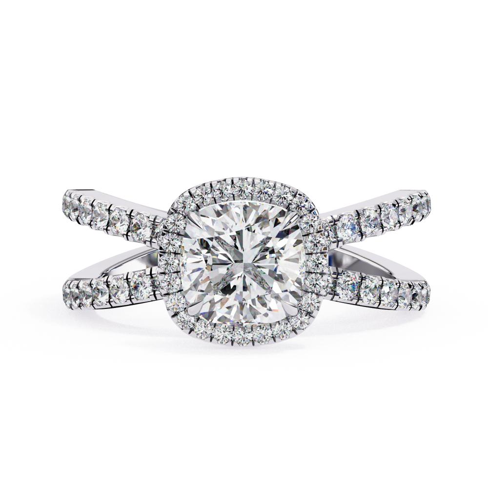 Cushion Halo with Split Shank Engagement Ring