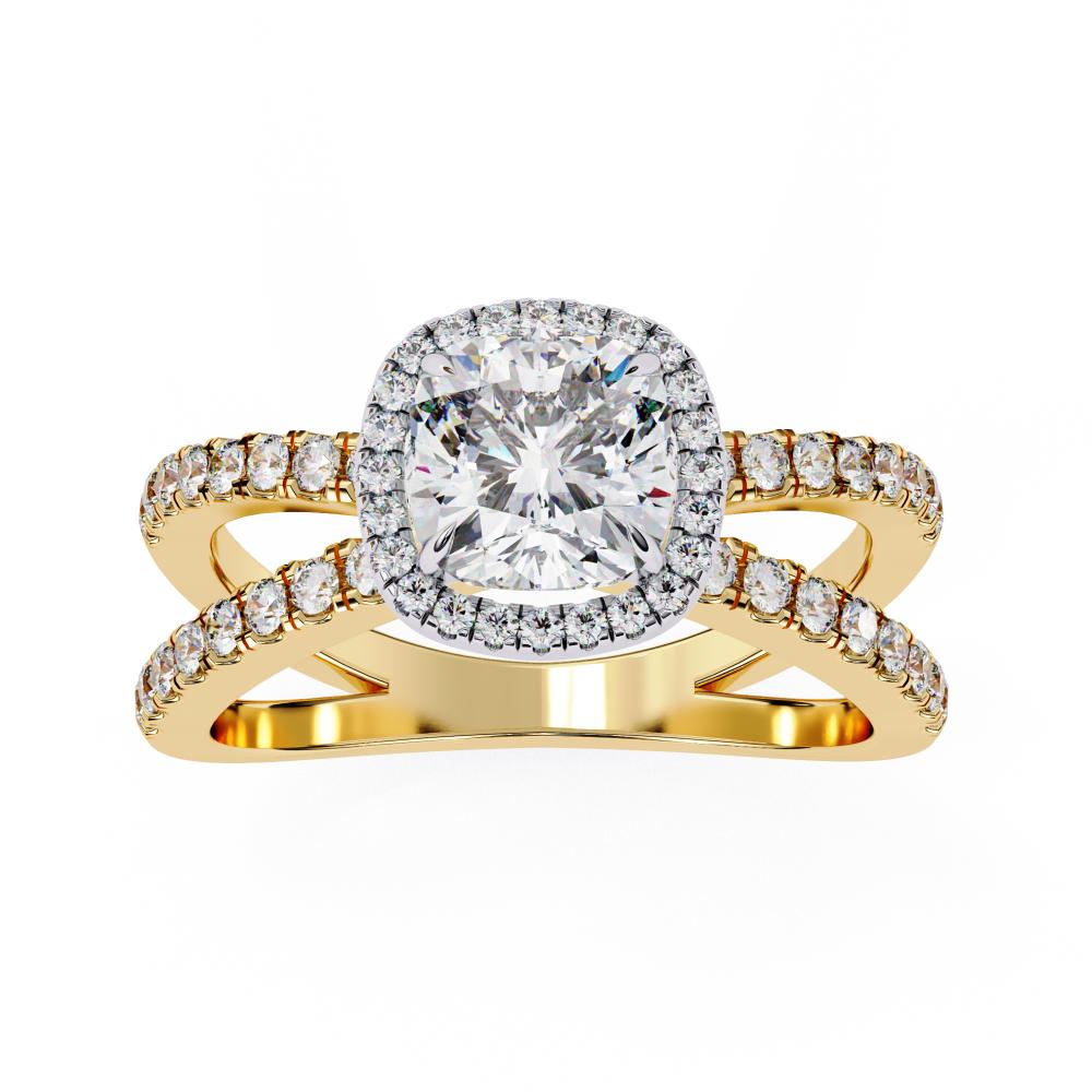 Cushion Halo with Split Shank Engagement Ring