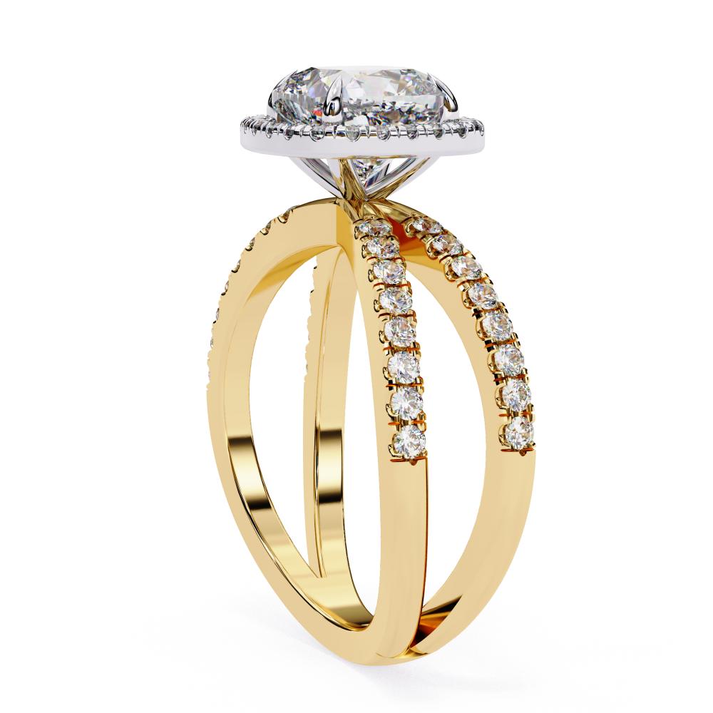 Cushion Halo with Split Shank Engagement Ring