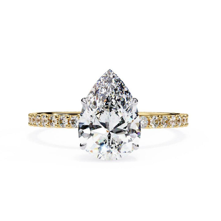 Pear Mystic Secret Halo Engagement Ring