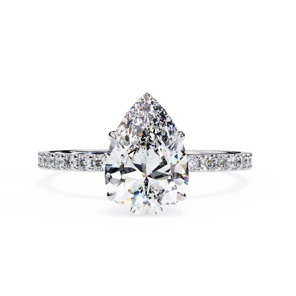 Pear Mystic Secret Halo Engagement Ring