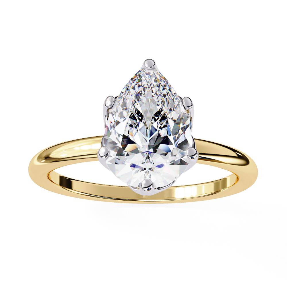 Pear Solitaire with Lotus Flower Prong Engagement Ring