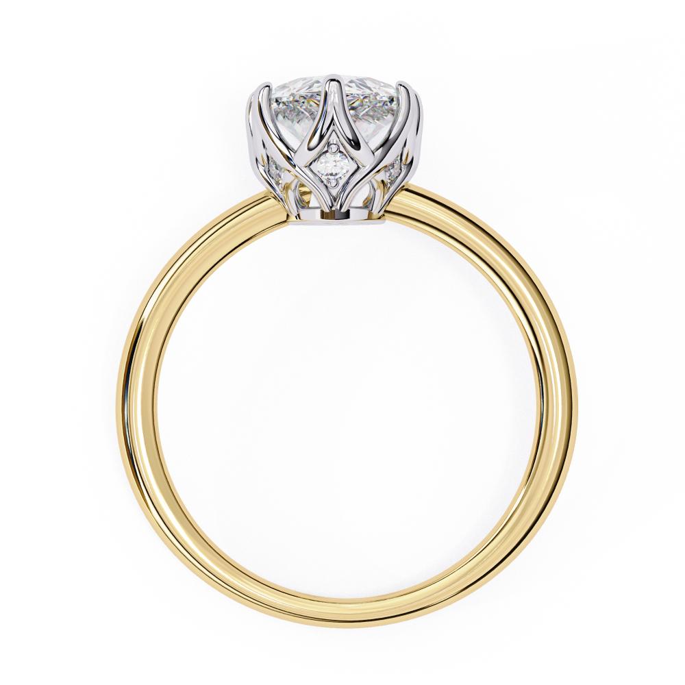 Pear Solitaire with Lotus Flower Prong Engagement Ring