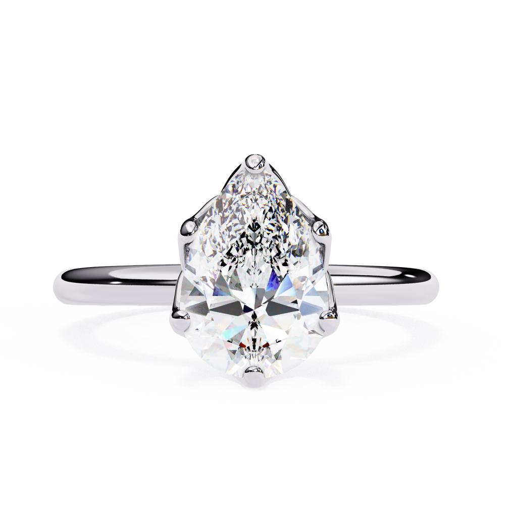 Pear Solitaire with Lotus Flower Prong Engagement Ring