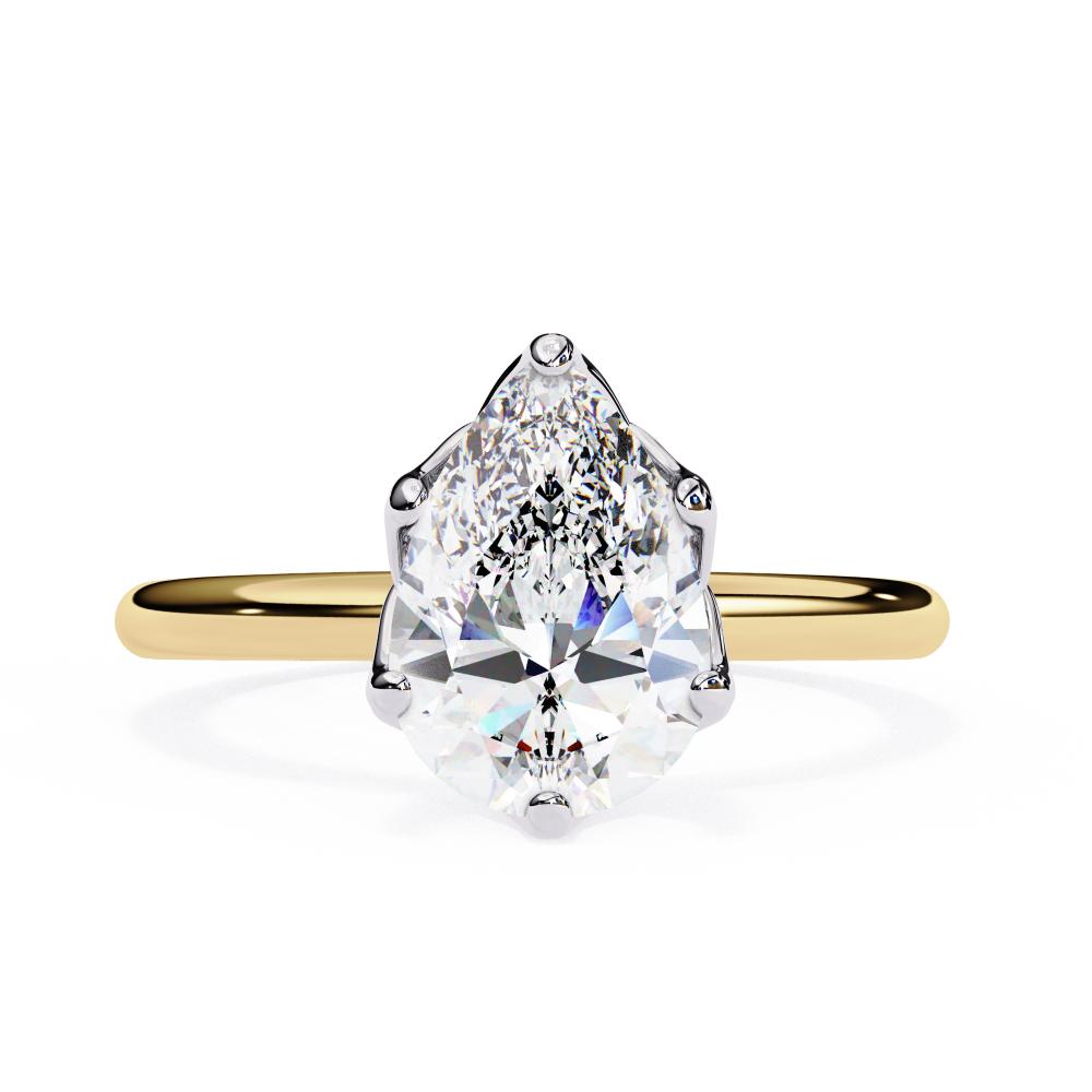 Pear Solitaire with Lotus Flower Prong Engagement Ring