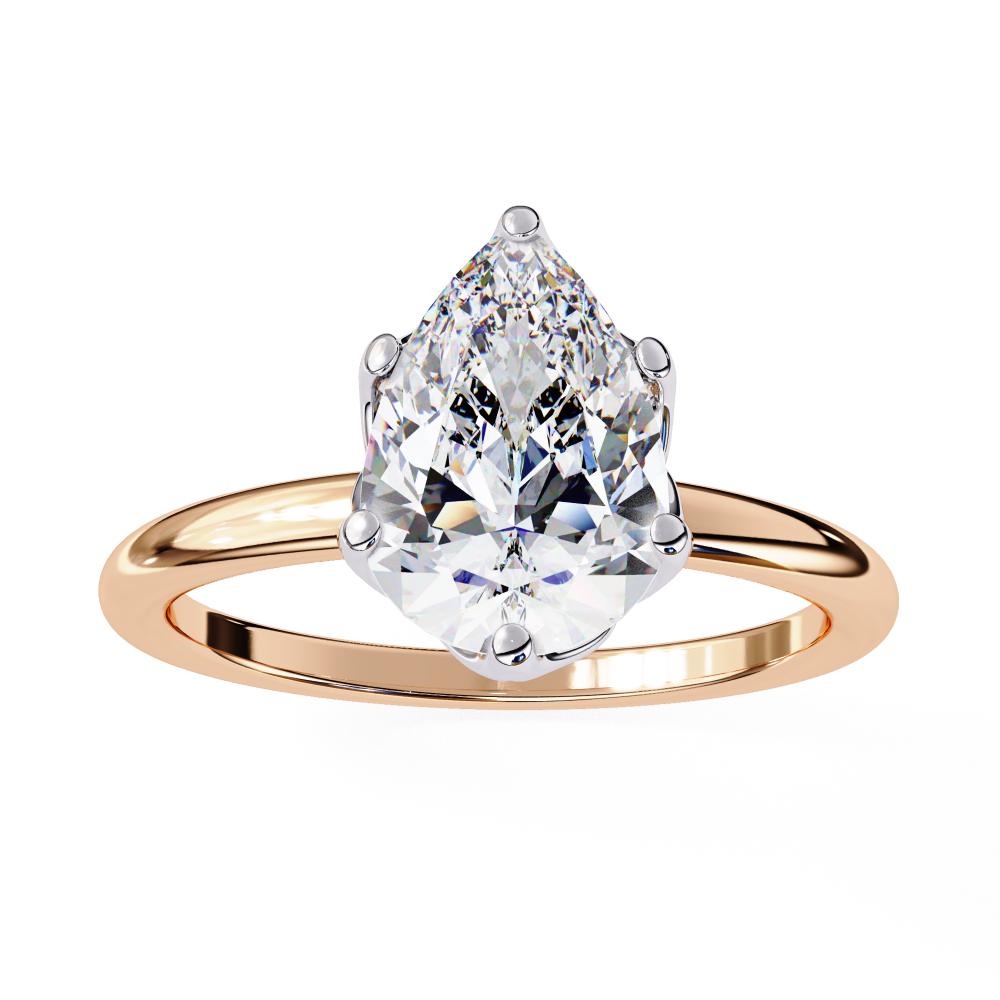 Pear Solitaire with Lotus Flower Prong Engagement Ring