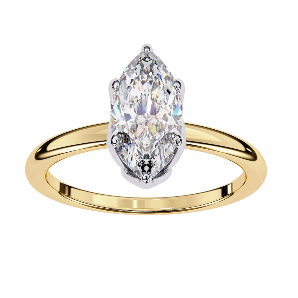 Marquise Solitaire with Lotus Flower Prong Engagement Ring