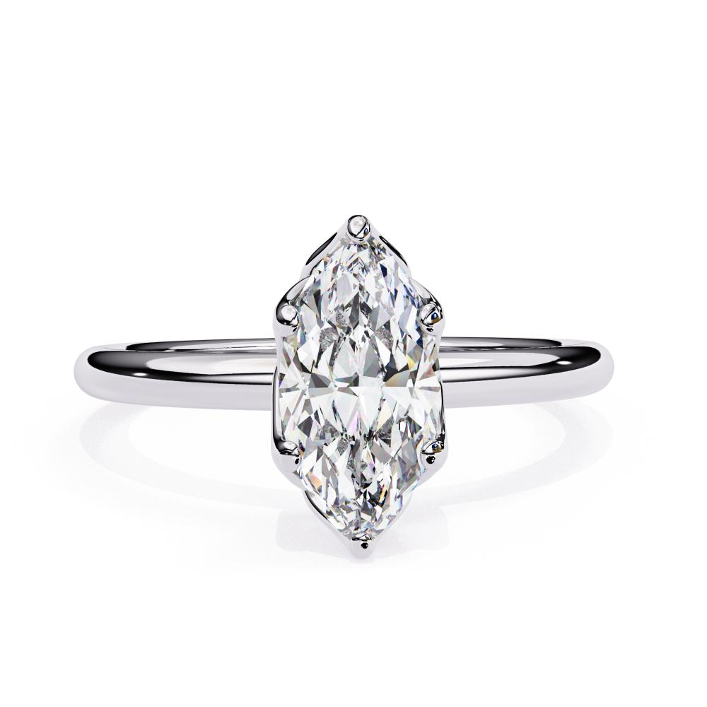 Marquise Solitaire with Lotus Flower Prong Engagement Ring