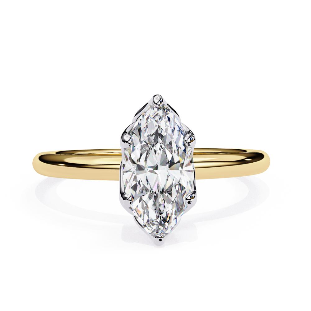 Marquise Solitaire with Lotus Flower Prong Engagement Ring
